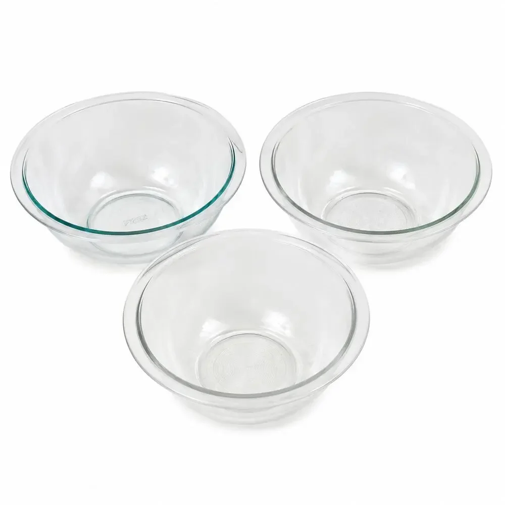 Pyrex Clear Glass Bowls Nesting Mixing Bowl Set of 3 Large 10